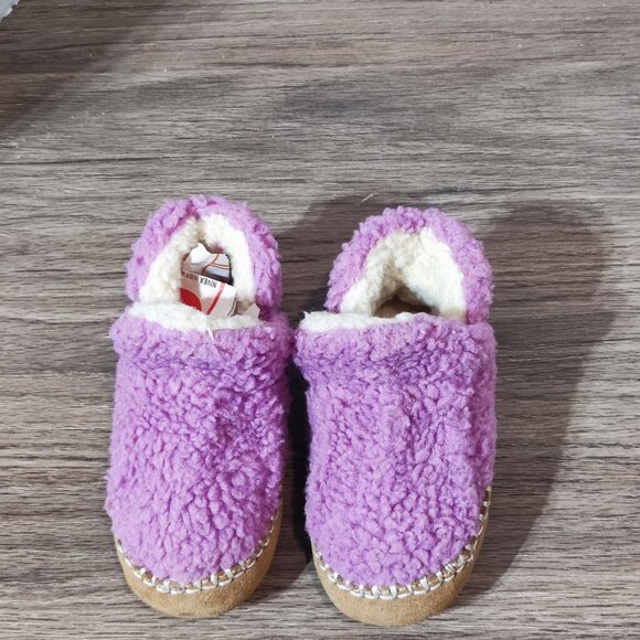 L.L.Bean Toddler Cozy Slipper Boots size 5-6 light purple colour leather sole - Picture 4 of 11
